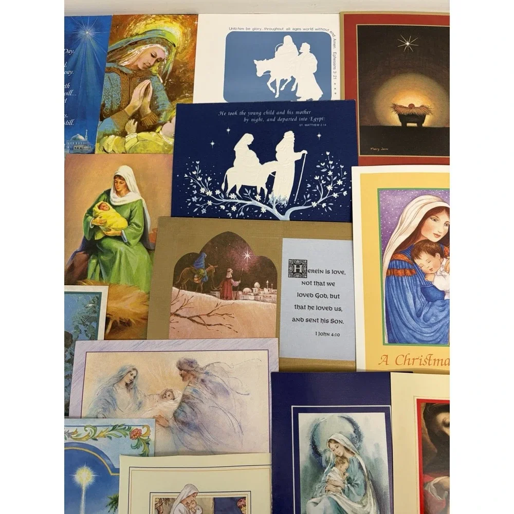 Vintage Christmas Cards Fronts ONLY Nativity Scrapbooking Crafts Lot of 50+